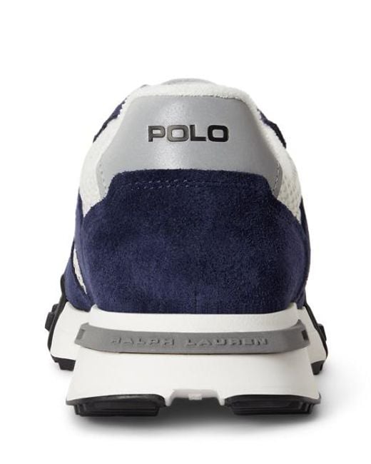Polo Ralph Lauren Blue Eldridge Suede-Panelled Trainer for men