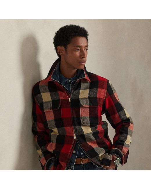 Polo Ralph Lauren Classic Fit Geruit Overshirt Van Wolmix in het Red voor heren