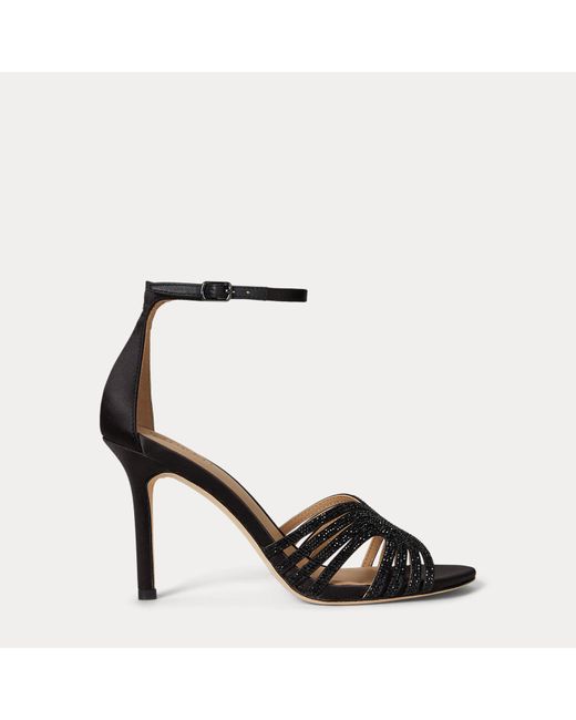 Ralph Lauren Black Allie Embellished Multistrap Sandal