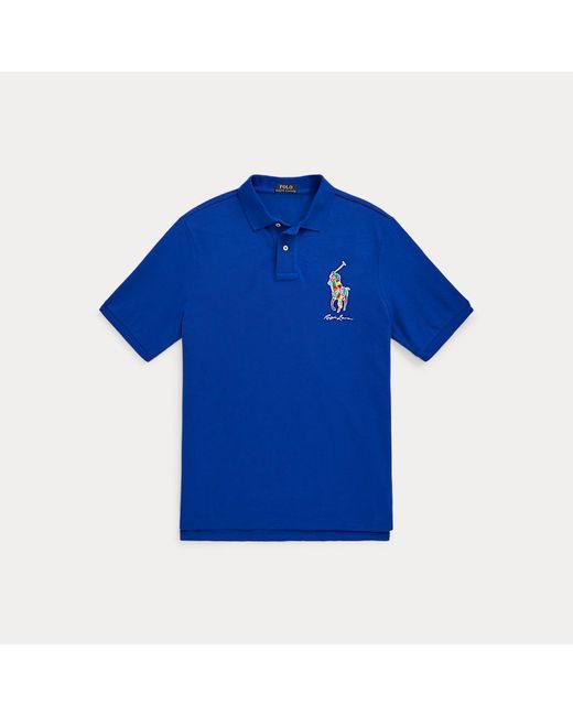 Ralph Lauren Classic Fit Mesh Polo-shirt Met Big Pony in het Blue voor heren