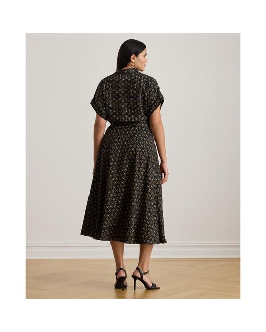 Ralph Lauren Black Ralph Lauren Geo-Print Belted Crepe Dress