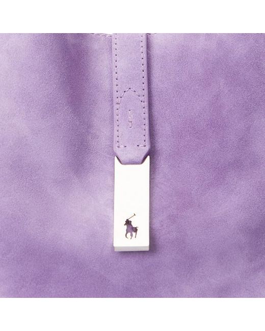 Ralph Lauren Purple Polo Id Suede Small Shoulder Bag