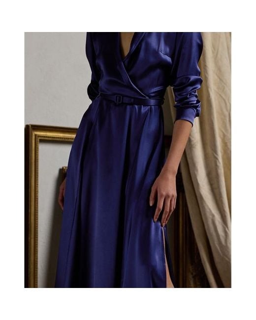Ralph Lauren Collection Blue Ralph Lauren Aniyah Silk Satin Day Dress