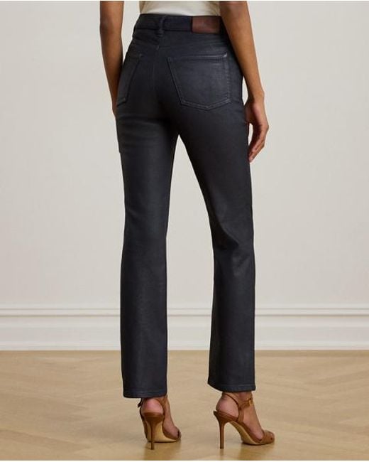 Jean Droit 7/8 Taille Haute Enduit Ralph Lauren en coloris Black