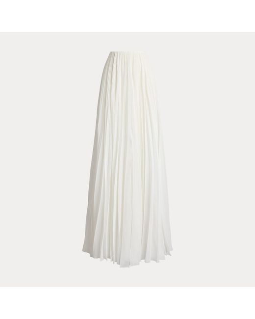 Ralph Lauren White Niccola Pleated Jersey Maxiskirt