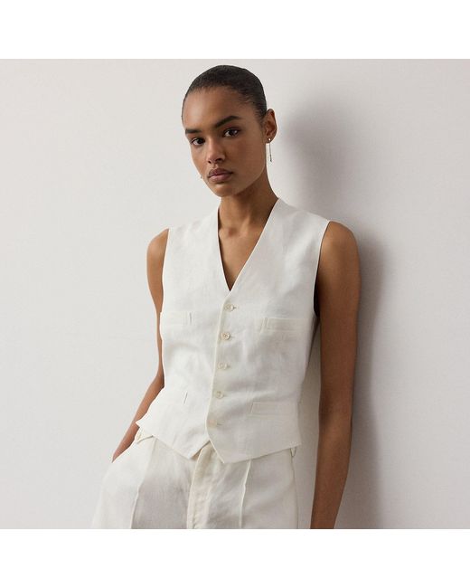 Ralph Lauren White Jaiden Linen Vest