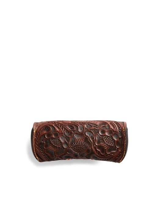 Ralph Lauren Brown Hand-tooled Leather Eyeglass Case for men