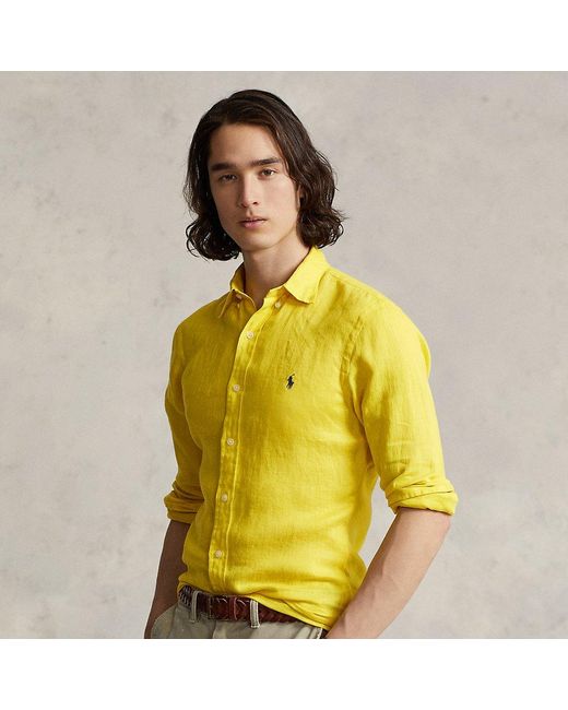 Camisa de lino Slim Fit Polo Ralph Lauren de hombre de color Amarillo | Lyst