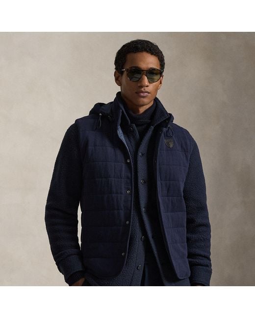 Polo Ralph Lauren Blue Quilted Jersey Hooded Gilet for men