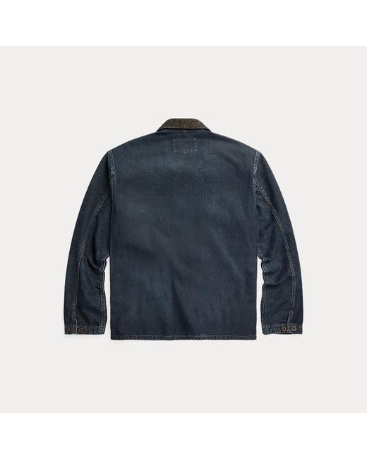 RRL Blue Corduroy-trim Indigo Denim Shirt Jacket for men