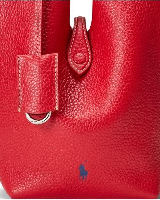 Polo Ralph Lauren Red Polo Play Small Leather Tote & Crossbody