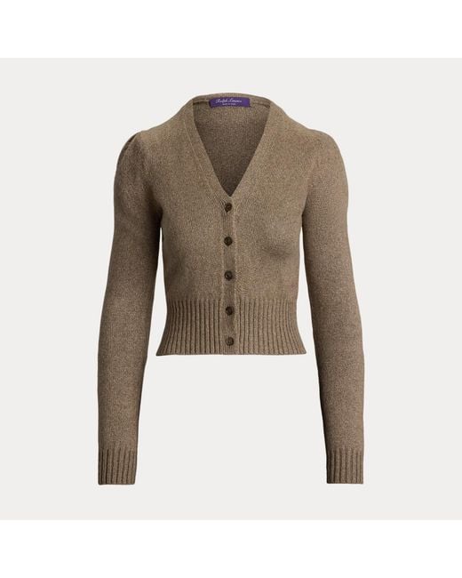 Ralph Lauren Brown Silk-Blend Mouliné Cardigan