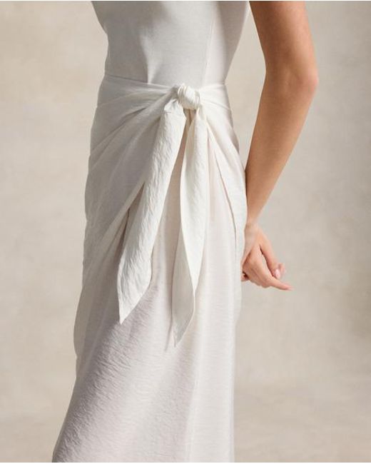 Polo Ralph Lauren White Faux-Wrap Tee Dress