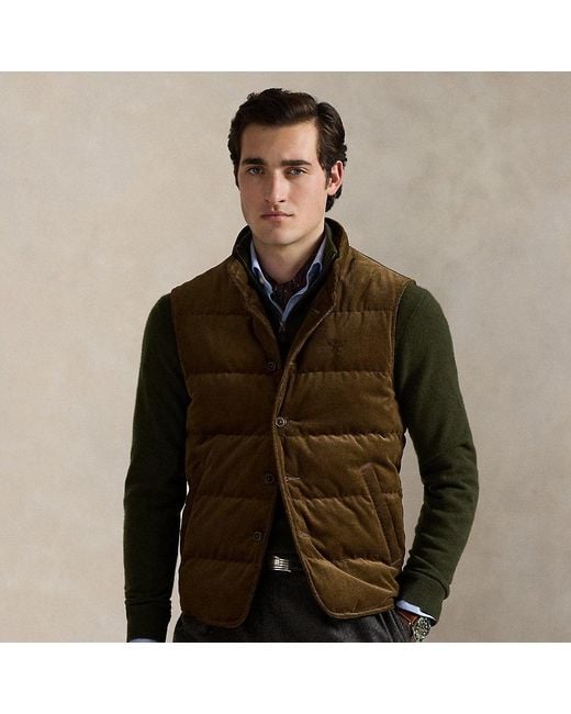 Ralph Lauren Green Quilted Corduroy Vest for men