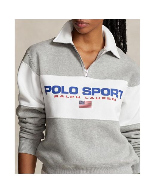 Polo Ralph Lauren White Fleece-Pullover mit Logo