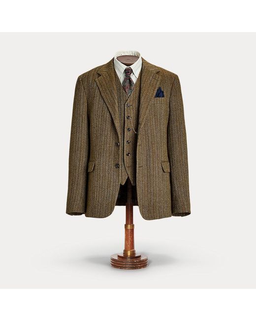 RRL Green Linen-Blend Herringbone Suit Jacket for men