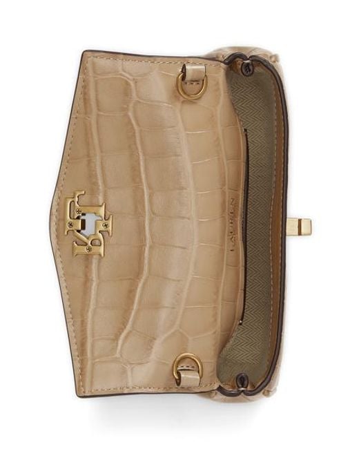 Ralph Lauren Natural Embossed Turn-Lock Wristlet Crossbody