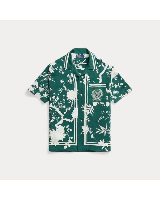 Polo Ralph Lauren Green Wimbledon Linen-Silk Camp Shirt for men