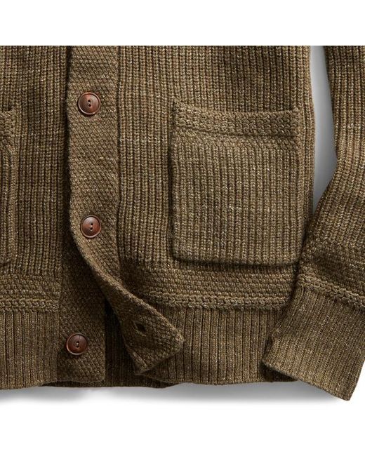 RRL Brown Cotton-wool Shawl-collar Cardigan for men