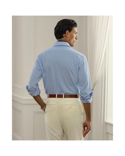 Ralph Lauren Blue Knit Oxford Shirt for men