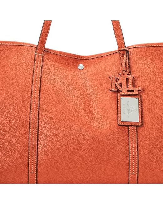 Lauren by Ralph Lauren Red Pebbled Leather Large Emerie Tote Bag
