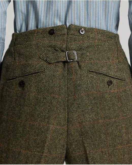 RRL Green Slim Fit Windowpane Wool Suit Trouser for men