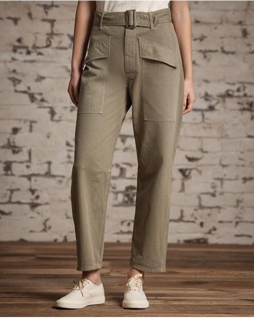 RRL Green Herringbone Twill Cargo Trouser