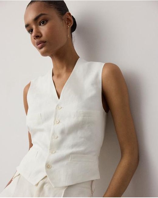 Ralph Lauren White Jaiden Linen Vest