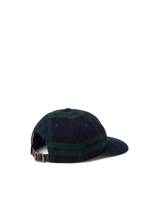 Ralph Lauren Blue P-Wing Plaid Wool-Blend Ball Cap for men