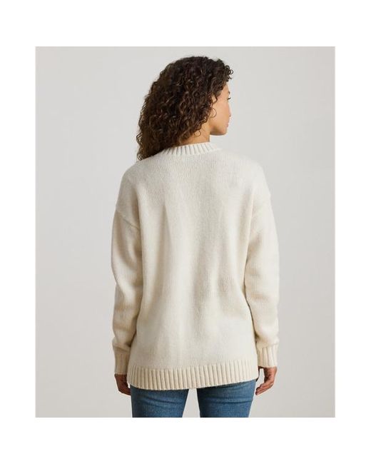 Cardigan in misto lana con scollo a V di Ralph Lauren in White