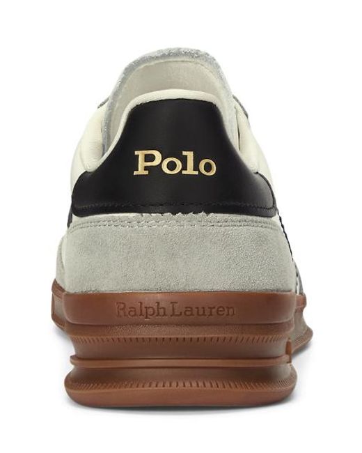 Polo Ralph Lauren White Heritage Aera Leather-Suede Trainer for men