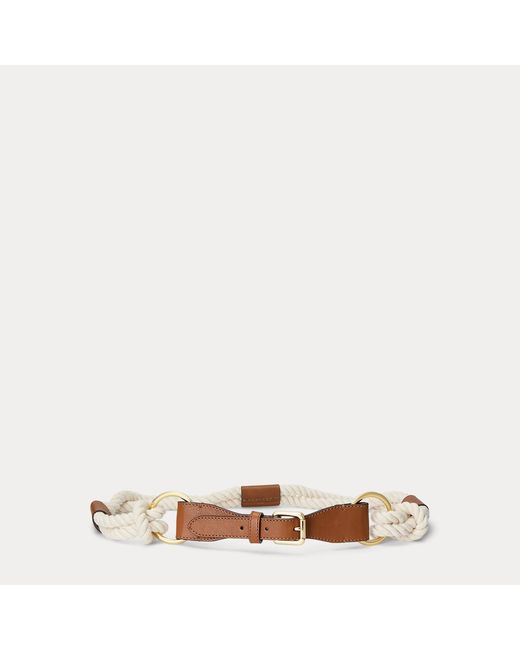 Ralph Lauren Natural Leather-trim Rope Skinny Belt