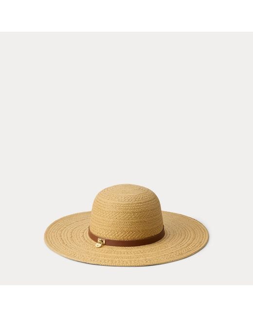 Ralph Lauren Natural Padlock-Charm Straw Sun Hat