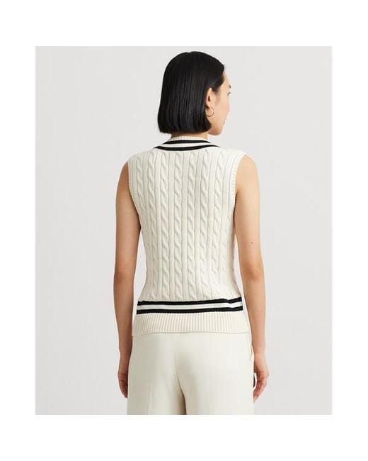 Lauren by Ralph Lauren Black Ralph Lauren Cable-knit Cotton Cricket Sweater Vest