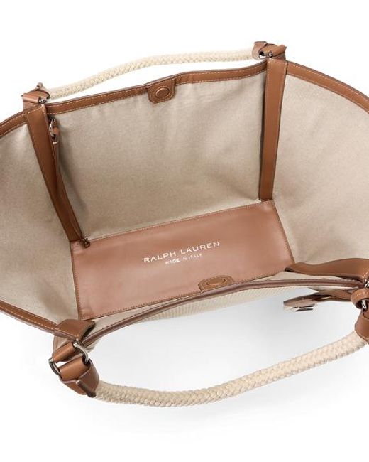 Ralph Lauren Natural Rl 888 Calfskin-Trim Woven Tote