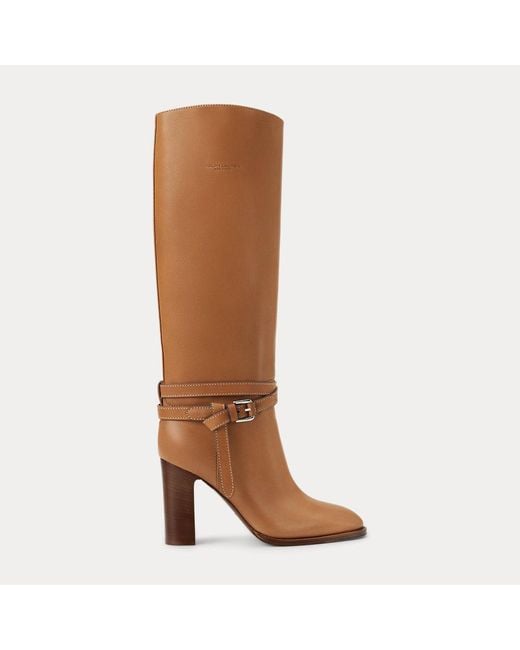 Ralph Lauren Brown Donnely 90 Mm Calfskin Boot