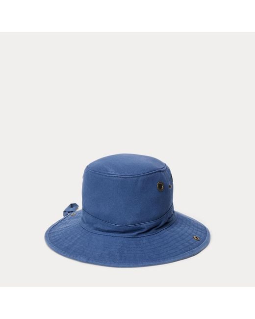 Polo Ralph Lauren Blue Logo-Patch Canvas Bucket Hat for men