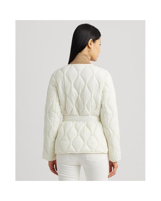 Lauren by Ralph Lauren White Belted Onion-quilted Jacket