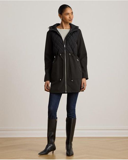 Ralph Lauren Black Hooded Diamond-Quilted Mockneck Jacket