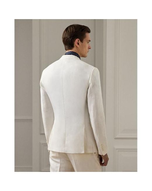 Ralph Lauren Purple Label White Kent Hand-tailored Linen Suit Jacket for men