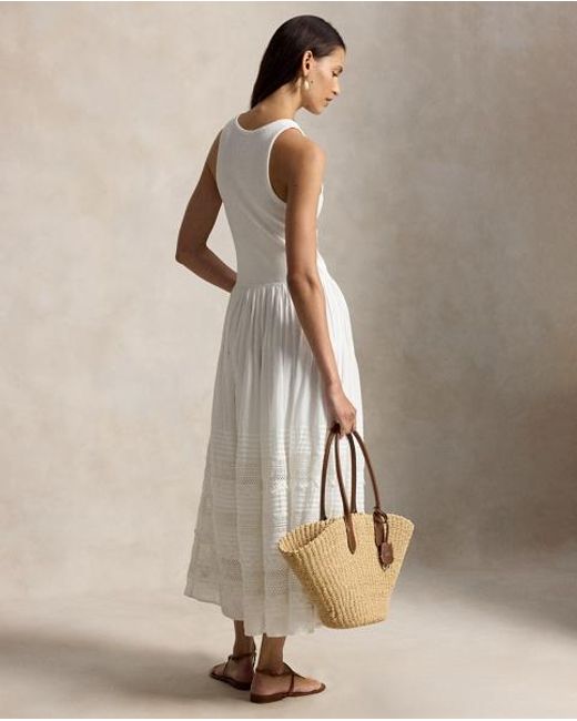 Polo Ralph Lauren White Lace-Trim Tank Dress
