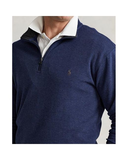 Ralph Lauren Blue Big & Tall - Luxury Jersey Quarter-zip Pullover for men