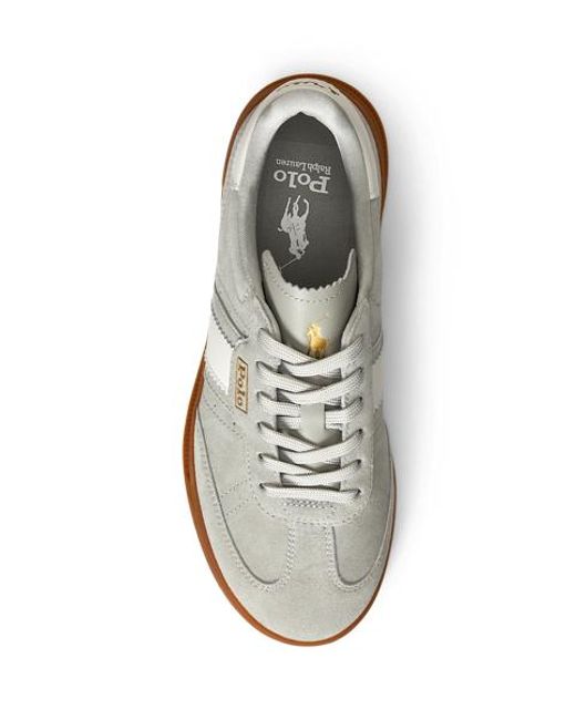 Polo Ralph Lauren White Heritage Aera Suede Trainer