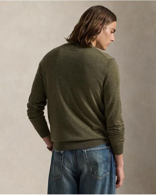Polo Ralph Lauren Green Slim Fit Washable Wool Crewneck Jumper for men