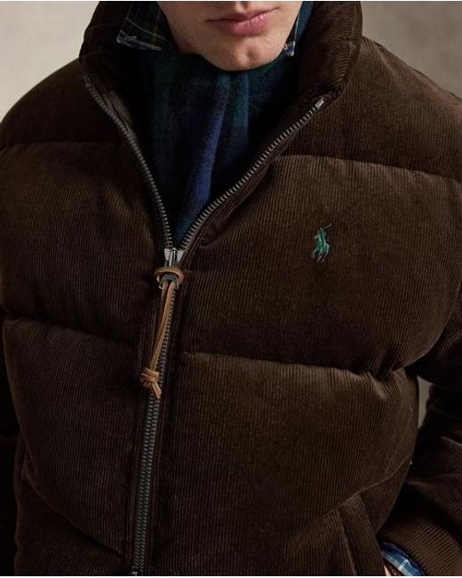 Polo Ralph Lauren Black The Wyoming Corduroy Down Jacket for men