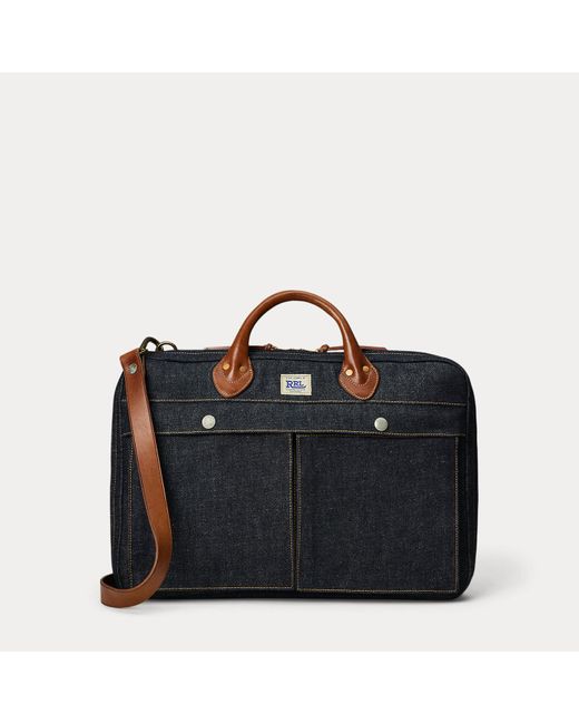 RRL Denim Aktetas Met Leren Afwerking in het Black voor heren