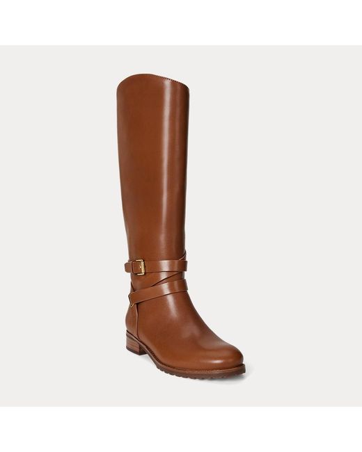 Stivali alti Collins in vitello di Ralph Lauren in Brown