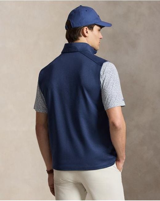 Ralph Lauren Blue Stretch Jersey Quarter-Zip Gilet for men