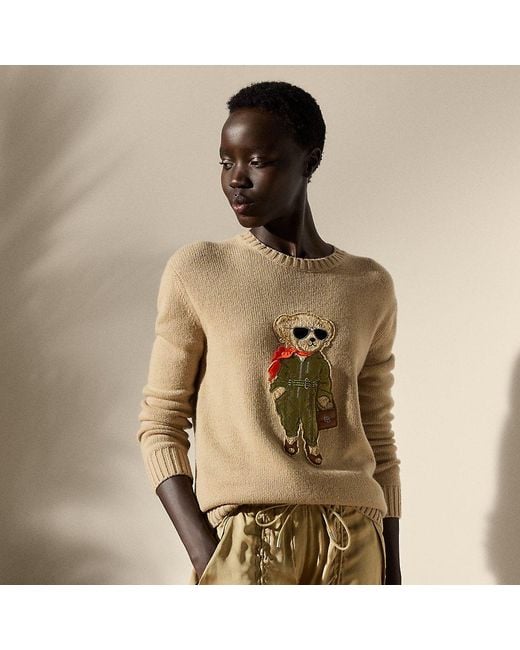 Ralph Lauren Natural Ralph Lauren Aviator Polo Bear Cashmere Sweater