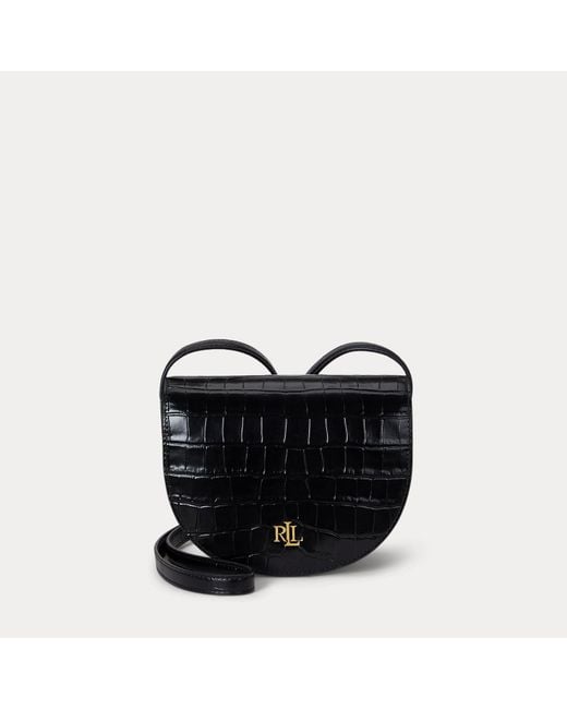 Tracolla Witley media coccodrillo di Ralph Lauren in Black